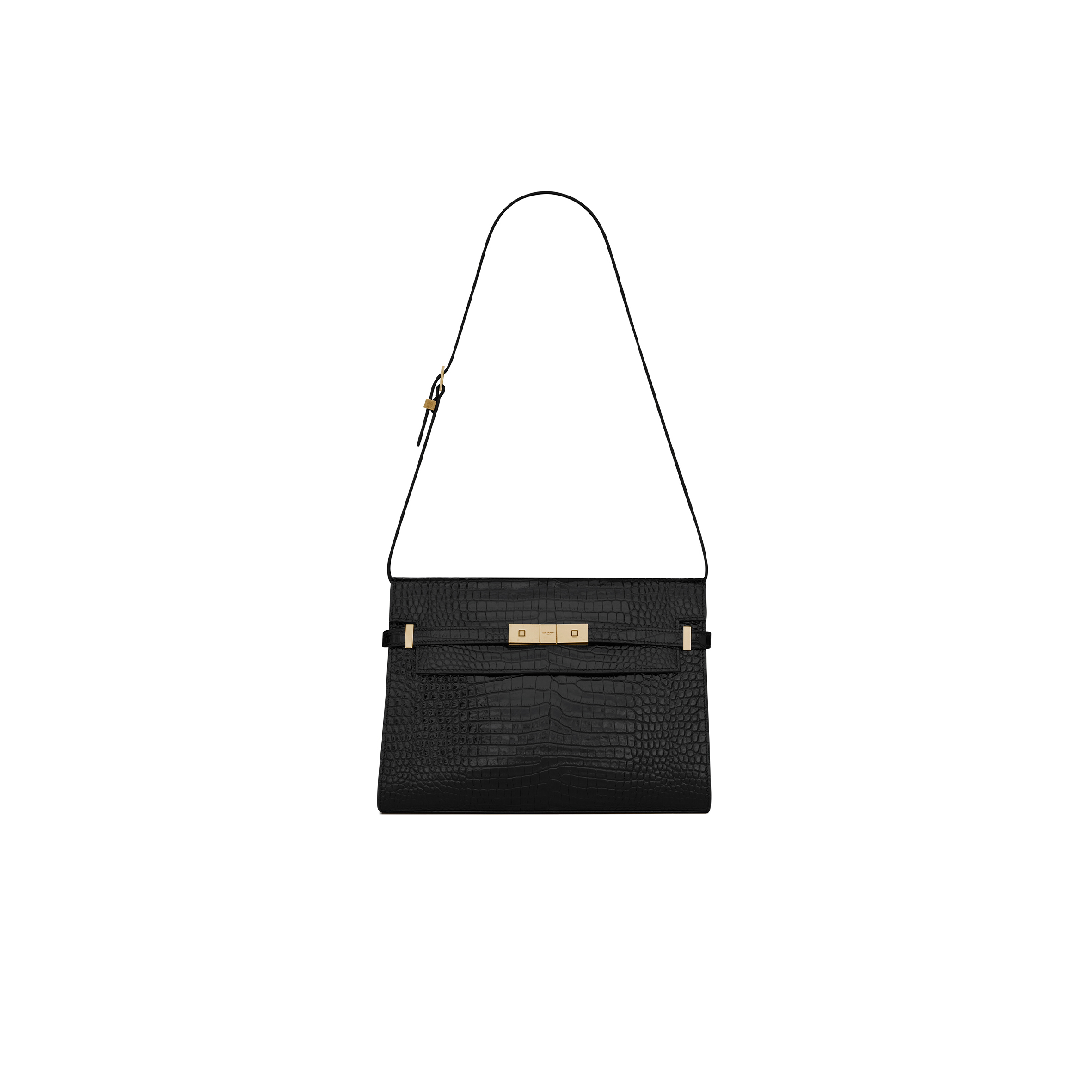 YSL MANHATTAN IN CROCODILE-EMBOSSED SHINY LEATHER 579271DND0J1000 (29*20*7.5cm)